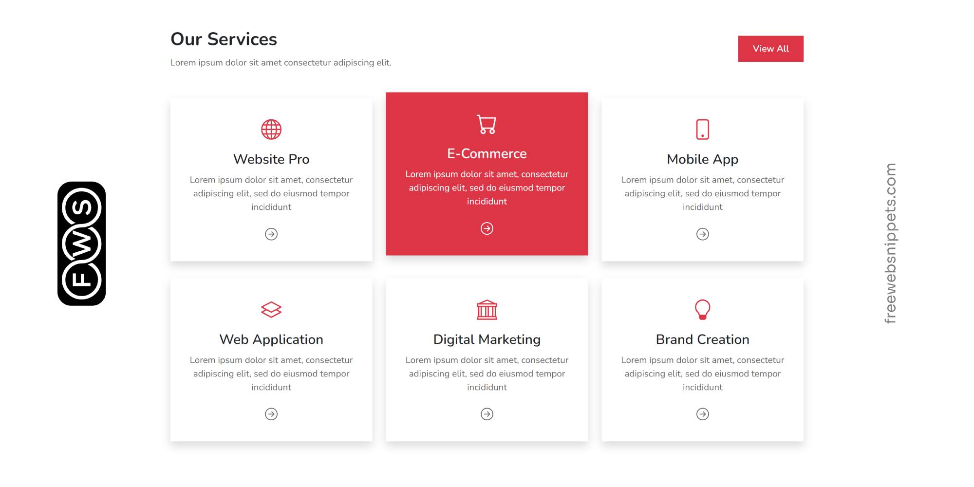 Responsive Icon Box Snippet for Services Section Bootstrap and Custom Icons