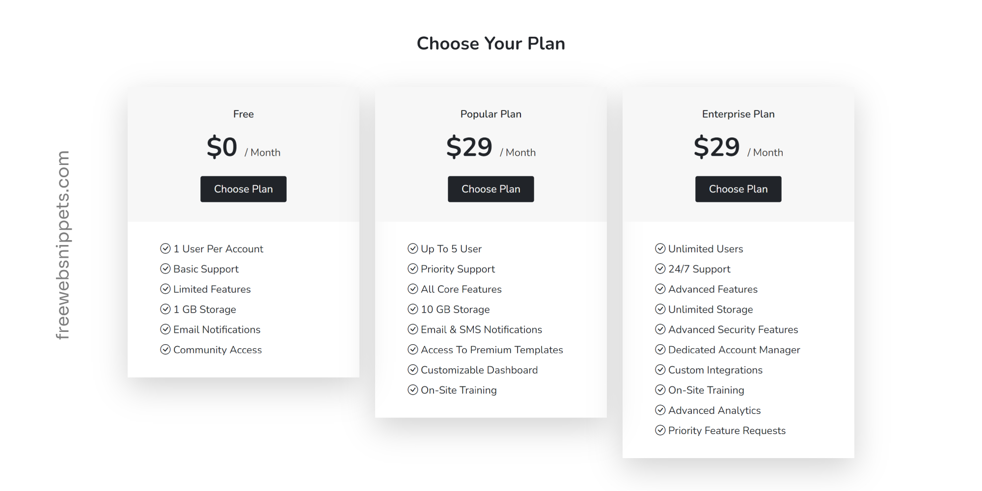 Affordable Bootstrap Pricing Snippet | Website Pricing Plan Section